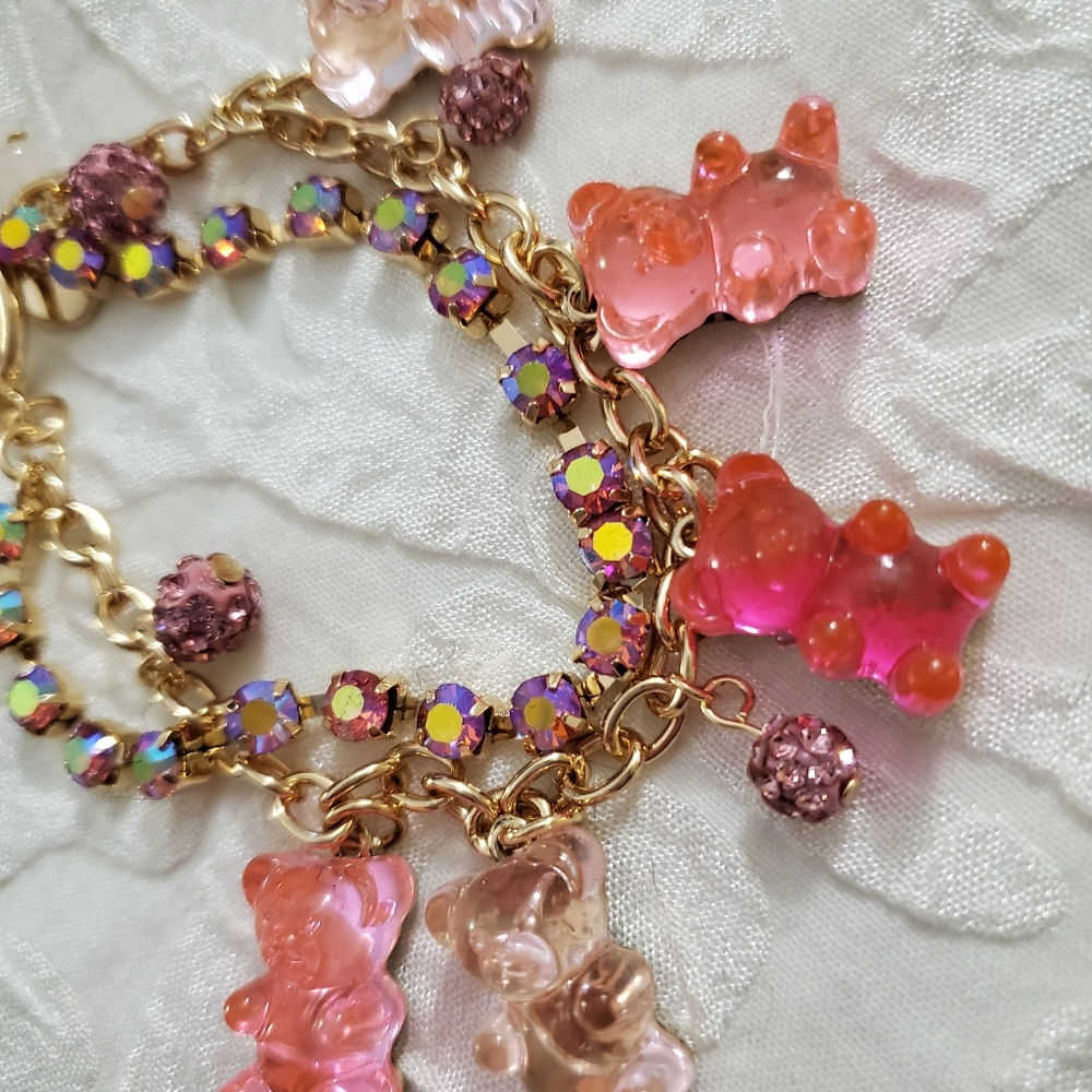 Betsey Johnson Gummy Bear Lucite Rhinestone Bracelet Nwt Rare